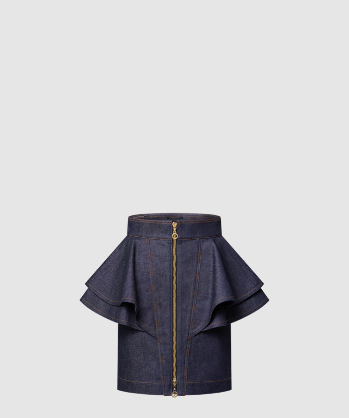 [LOUIS VUITTON-루이비통]데님 플라운스 스커트 1AHGXT
