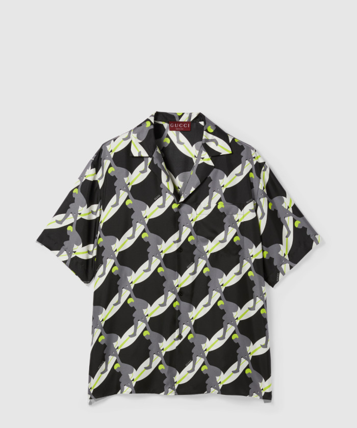 [GUCCI-구찌]프린트 실크 볼링 셔츠 824165