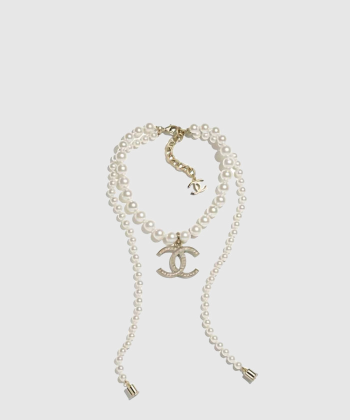 [CHANEL-샤넬]로고 진주 목걸이 AB6430