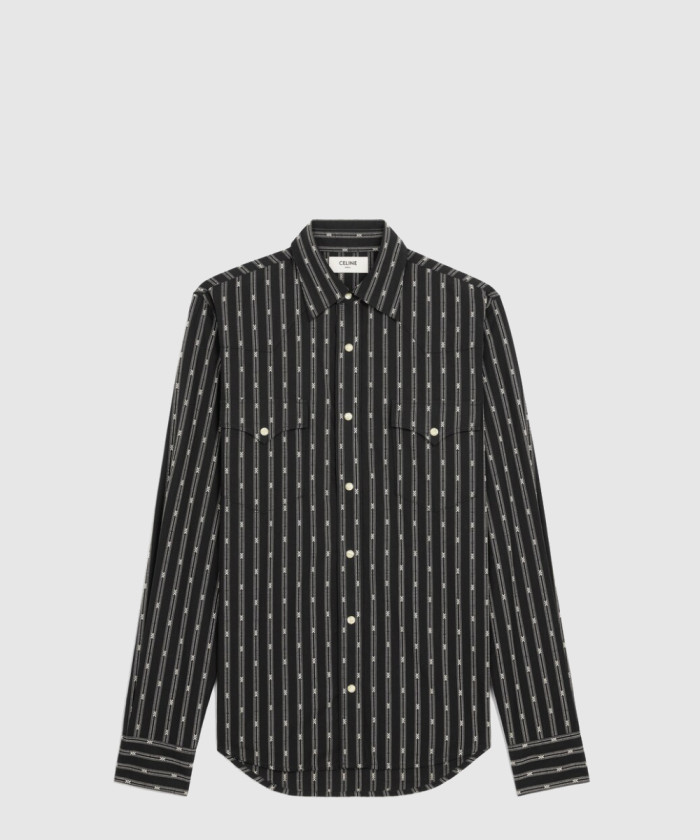 [CELINE-셀린느]웨스턴 셔츠 트리옹프 스트라이프 코튼 2T3610