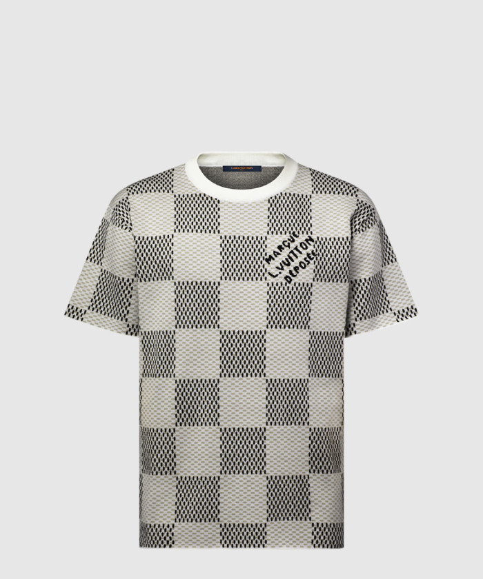 [LOUIS VUITTON-루이비통]DAMIER 자카드 쇼트 슬리브 크루넥 1AHEBB