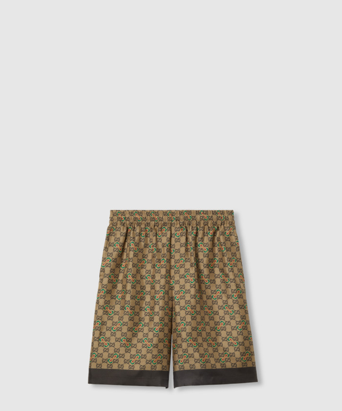 [GUCCI-구찌]GG 홀스빗 프린트 트윌 실크 쇼츠 ‎798619
