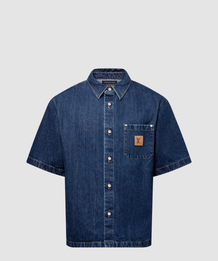 [LOUIS VUITTON-루이비통]시그니처 데님 쇼트 슬리브드 셔츠 1AHDMQ