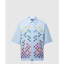 [LOUIS VUITTON-루이비통]모노그램 플라워 엠브로이더드 쇼트 슬리브드 셔츠 1AGTP9