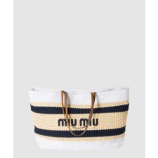 [MIUMIU-미우미우]라피아 앤 코튼 토트백 5BG228