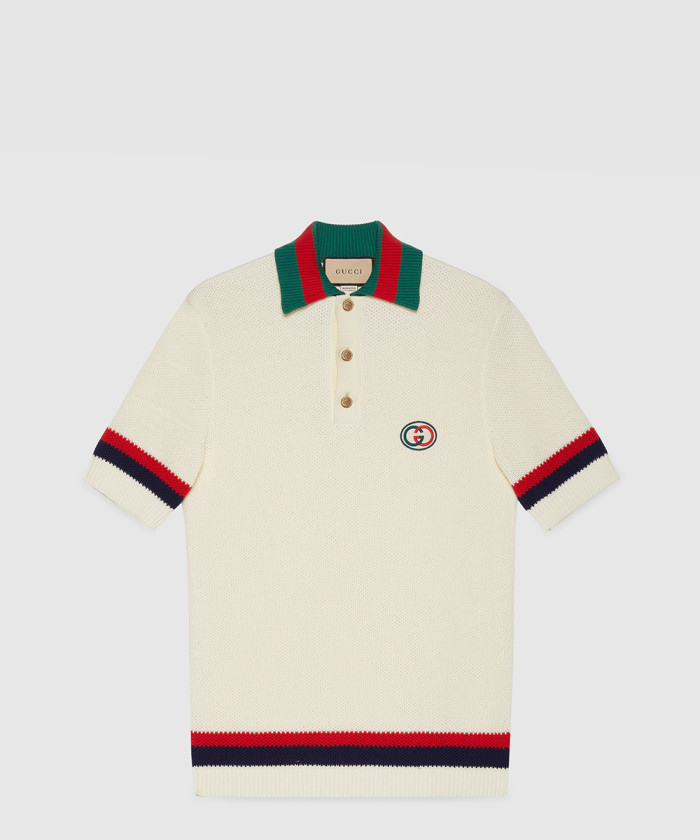[GUCCI-구찌]웹 니트 코튼 폴로 티셔츠 739954
