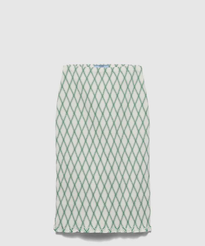 [PRADA-프라다]기하학적 패턴의 코튼 스커트 P183YR