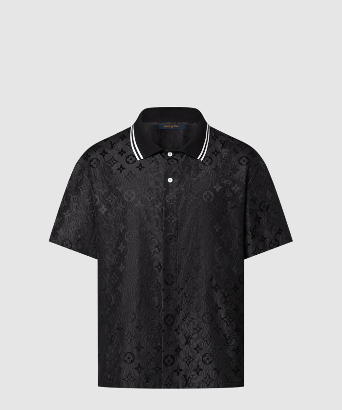 [LOUIS VUITTON-루이비통]모노그램 무아레 자카드 쇼트 슬리브드 실크 셔츠 1AGTP1