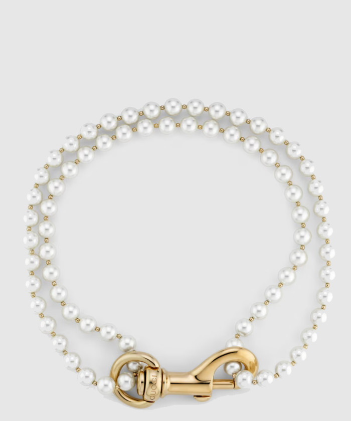 [GUCCI-구찌]후크 유리 진주 목걸이 817048