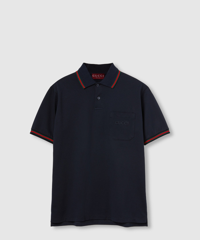 [GUCCI-구찌]자수 스트레치 코튼 폴로 셔츠 795a74