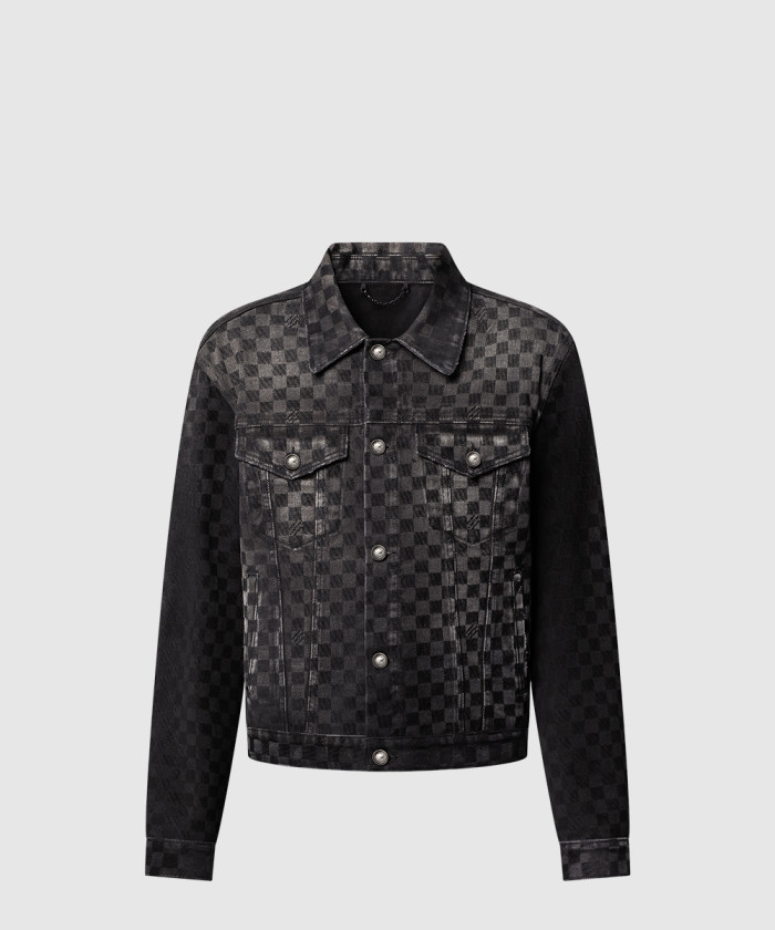 [LOUIS VUITTON-루이비통]플록드 다미에 데님 트러커 재킷 1AHBDU