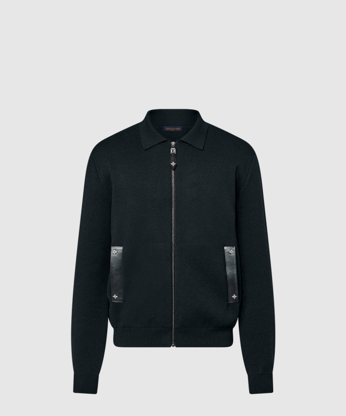 [LOUIS VUITTON-루이비통]니트 블루종 위드 레더 디테일 1AH349