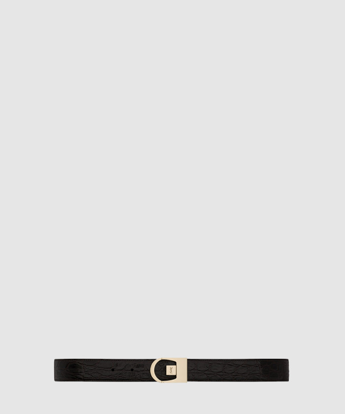 [SAINT LAURENT-생로랑]크로커다일 엠보스드 가죽 소재의 리버서블 벨트 828728