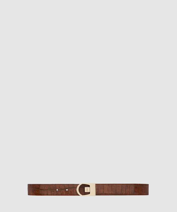 [SAINT LAURENT-생로랑]크로커다일 엠보스드 가죽 소재의 리버서블 벨트 828728