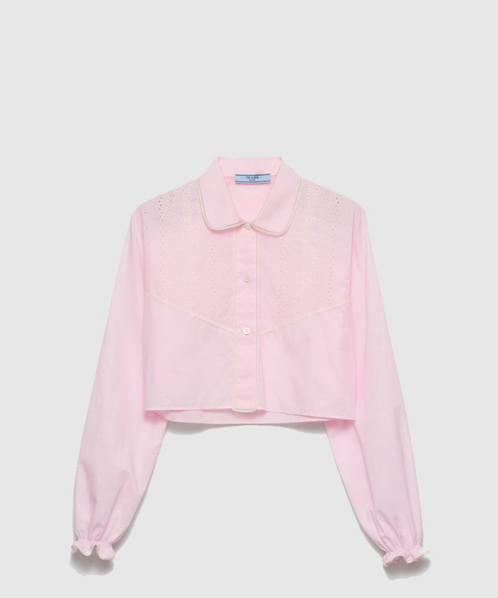 [PRADA-프라다]자수 크롭 바티스트 셔츠 P445IR