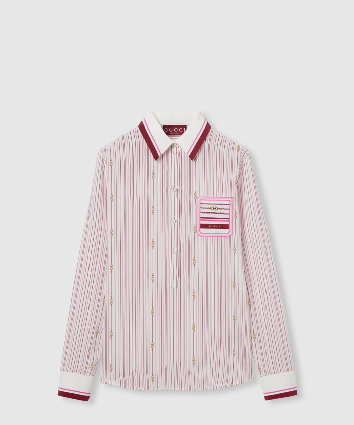 [GUCCI-구찌]프린트 멀버리 실크 셔츠 818456