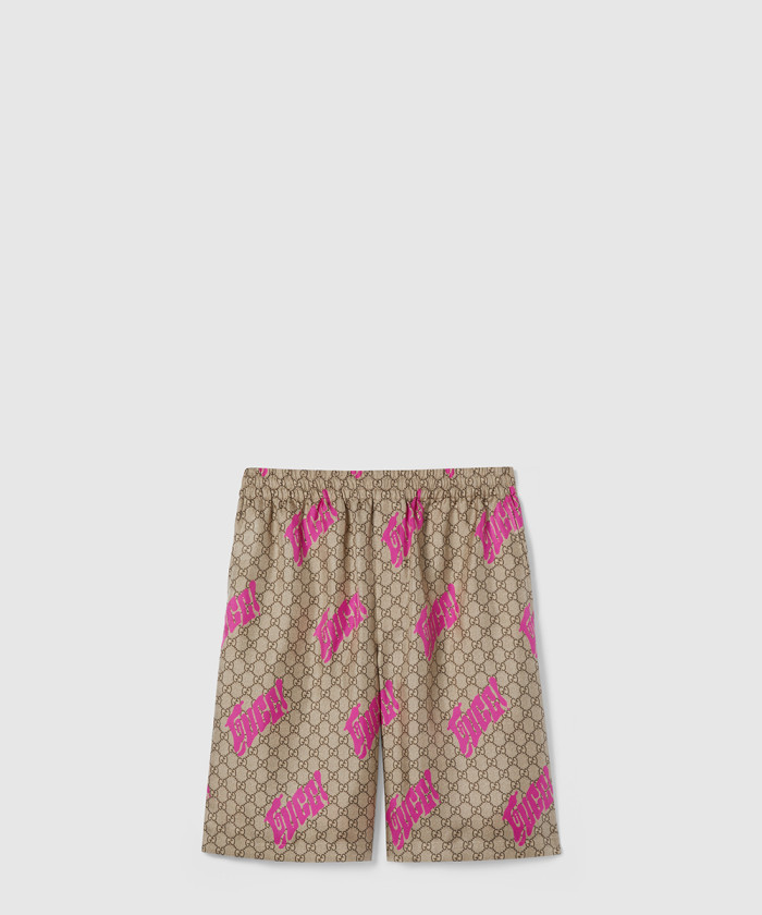 [GUCCI-구찌]프린트 트윌 멀버리 실크 쇼츠 810782