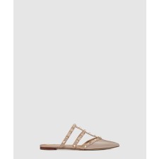 [VALENTINO-발렌티노]락스터드 에나멜 가죽 스터드 뮬
