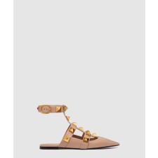 [VALENTINO-발렌티노]로만 스터드 송아지 가죽 발레 플랫