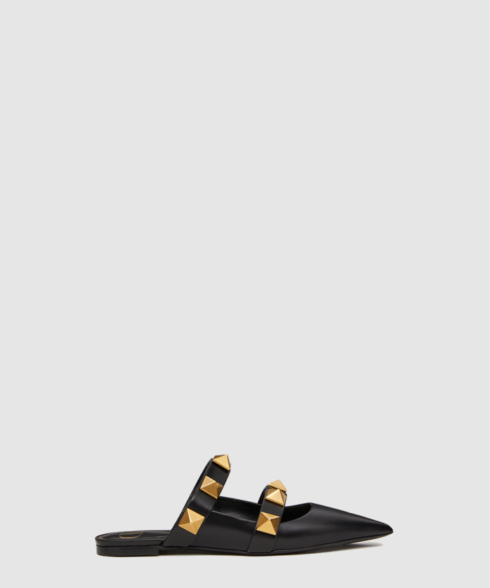 [VALENTINO-발렌티노]로만 스터드 송아지 가죽 플랫 뮬