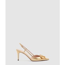 [VALENTINO-발렌티노]가죽 브이로고 슬링백 펌프스