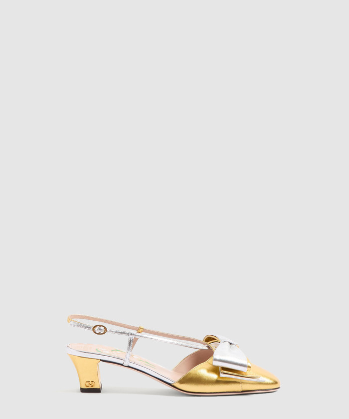 [VALENTINO-발렌티노]모아레 원단의 보우 슬링백 펌프스