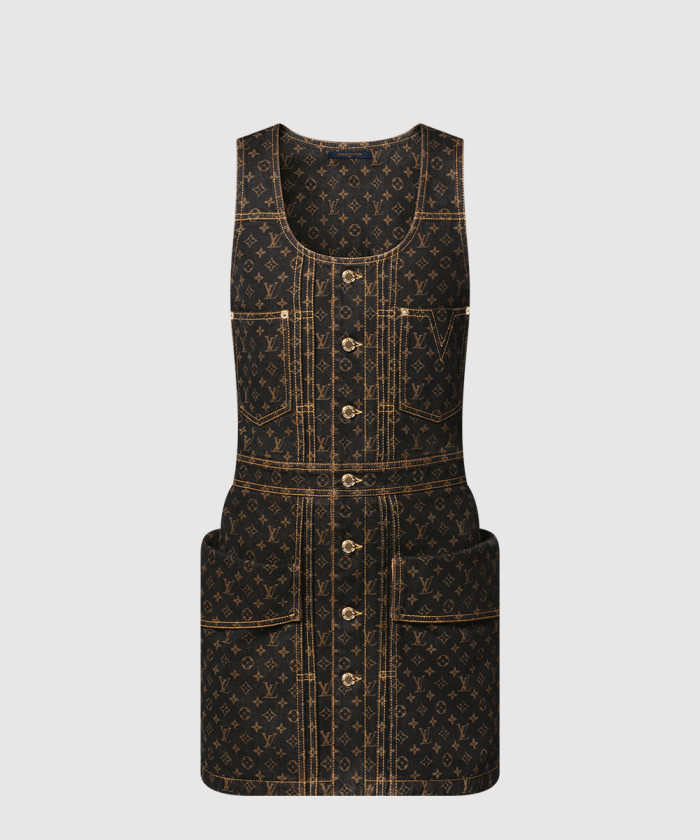 [LOUIS VUITTON-루이비통]모노그램 데님 버튼 프런트 드레스 1AIBB1