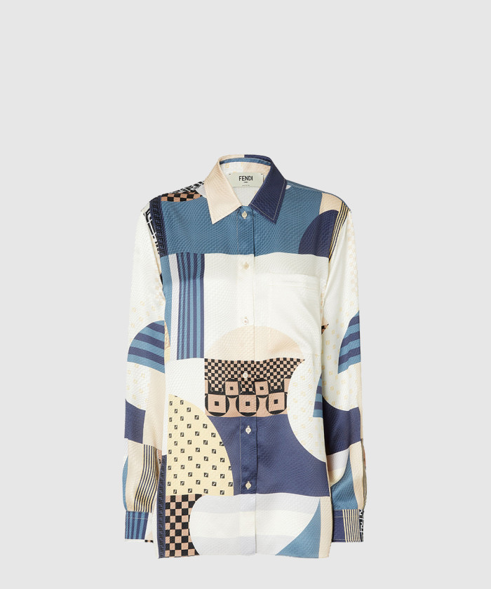 [FENDI-펜디]패치워크 프린트 실크 셔츠 FS8274