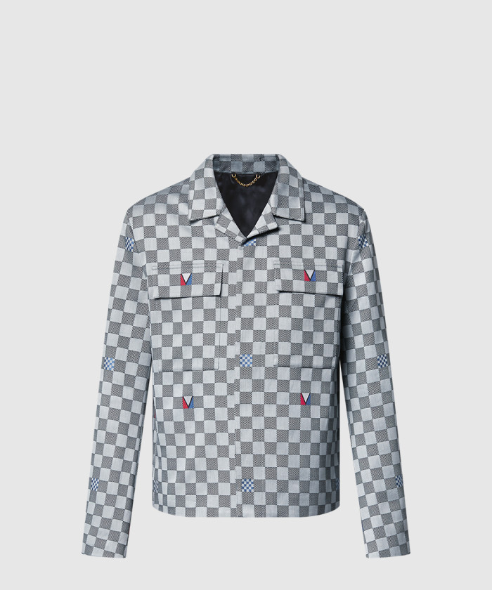 [DIOR-디올]다미에 오픈 칼라 코튼 오버셔츠 1AFVN4