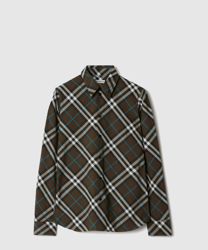 [BURBERRY-버버리]슬림핏 체크 코튼 셔츠 81037181