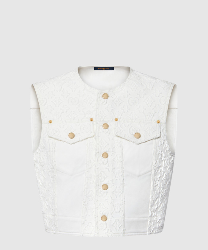 [LOUIS VUITTON-루이비통]슬리브리스 모노그램 필 쿠페 데님 재킷 1AHJRW