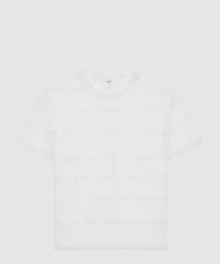 [CELINE-셀린느]자수 트리밍 탑 바티스트 코튼 RB00C6