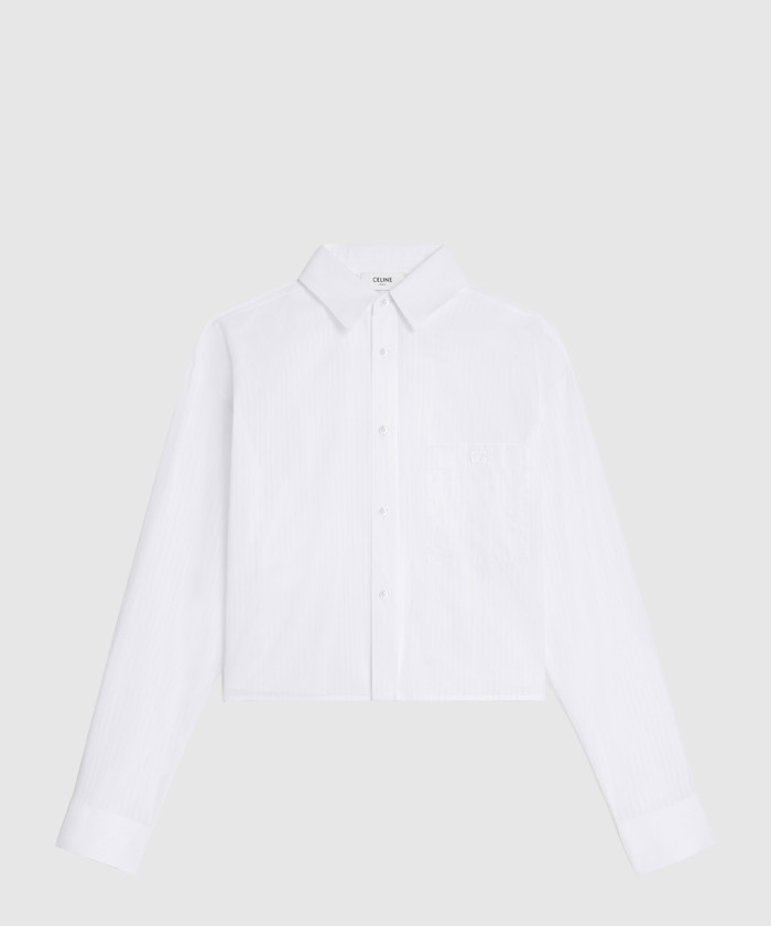 [CELINE-셀린느]크롭 셔츠 스트라이프 코튼 2C8370