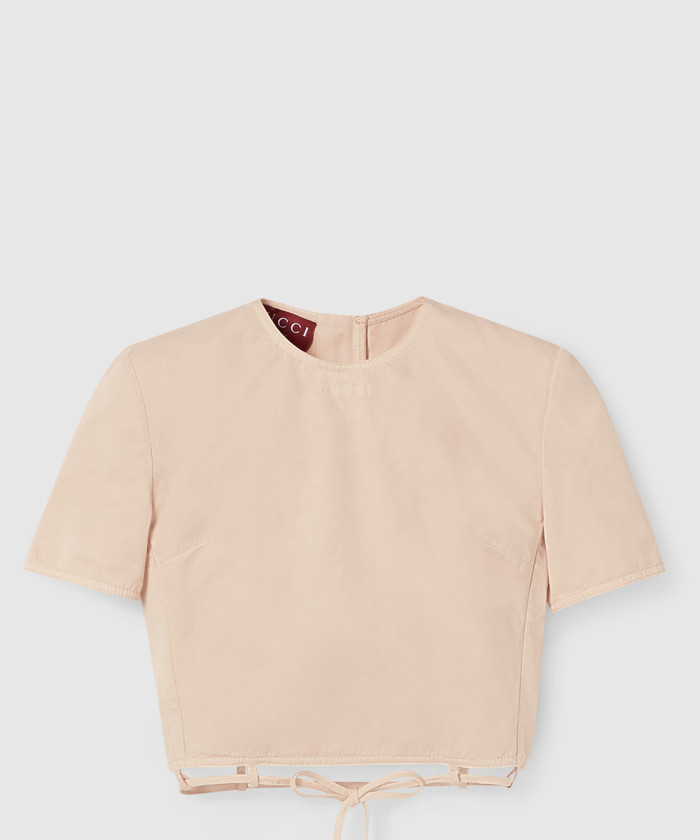 [GUCCI-구찌]넥타이 코튼과 리넨 혼방 밑단 탑 832787