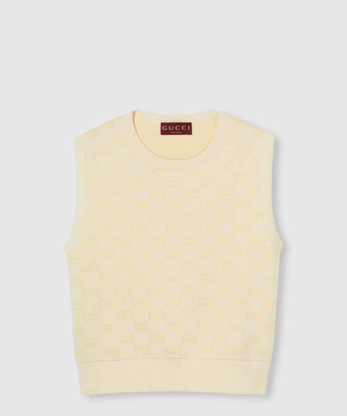 [GUCCI-구찌]파인 GG 코튼 슬리브리스 탑 821143