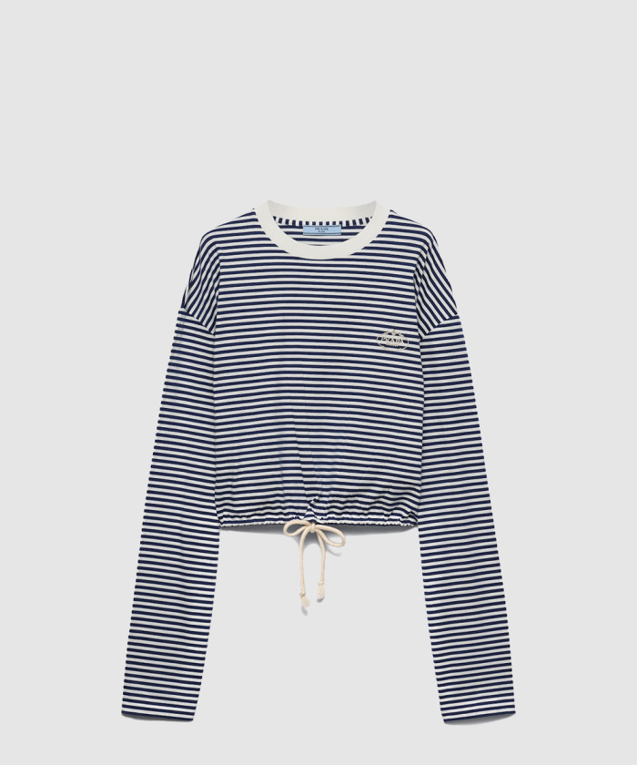 [PRADA-프라다]긴소매 스트라이프 저지 티셔츠 34675R