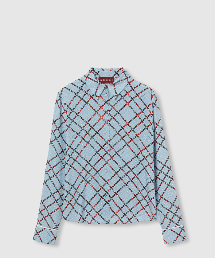 [GUCCI-구찌]프린트 실크 크레이프 드 신 셔츠 808830