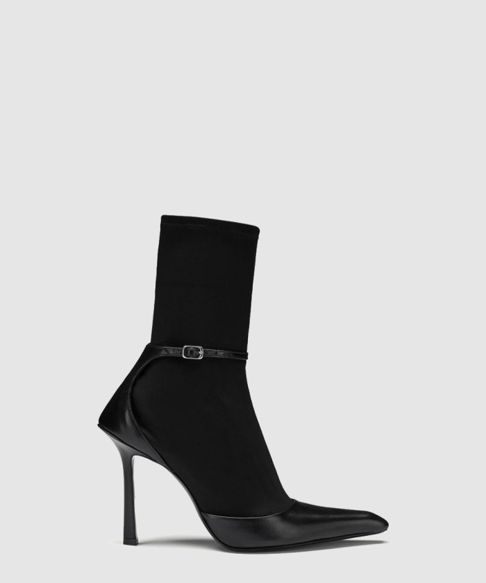 [MCQUEEN-알렉산더맥퀸]가죽 패널 하이힐 앵클 부츠 30322B