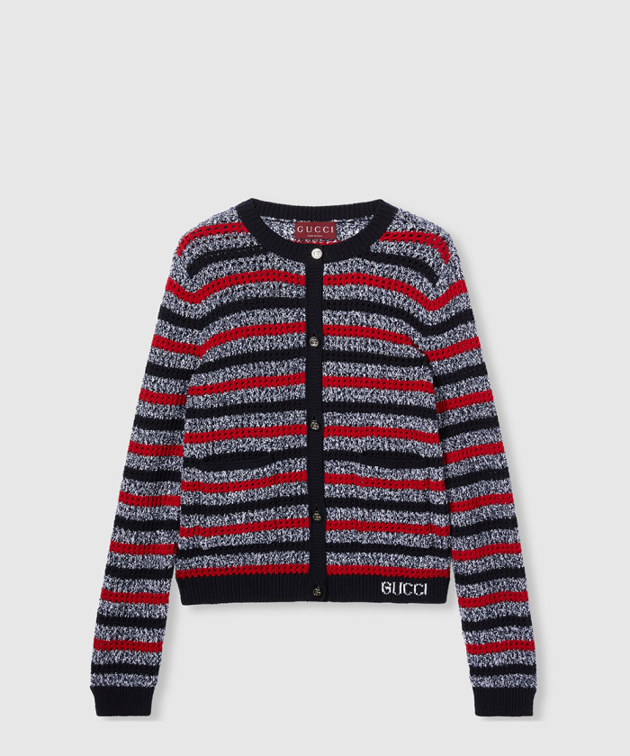 [GUCCI-구찌]인타르시아 스트라이프 코튼 가디건 835983