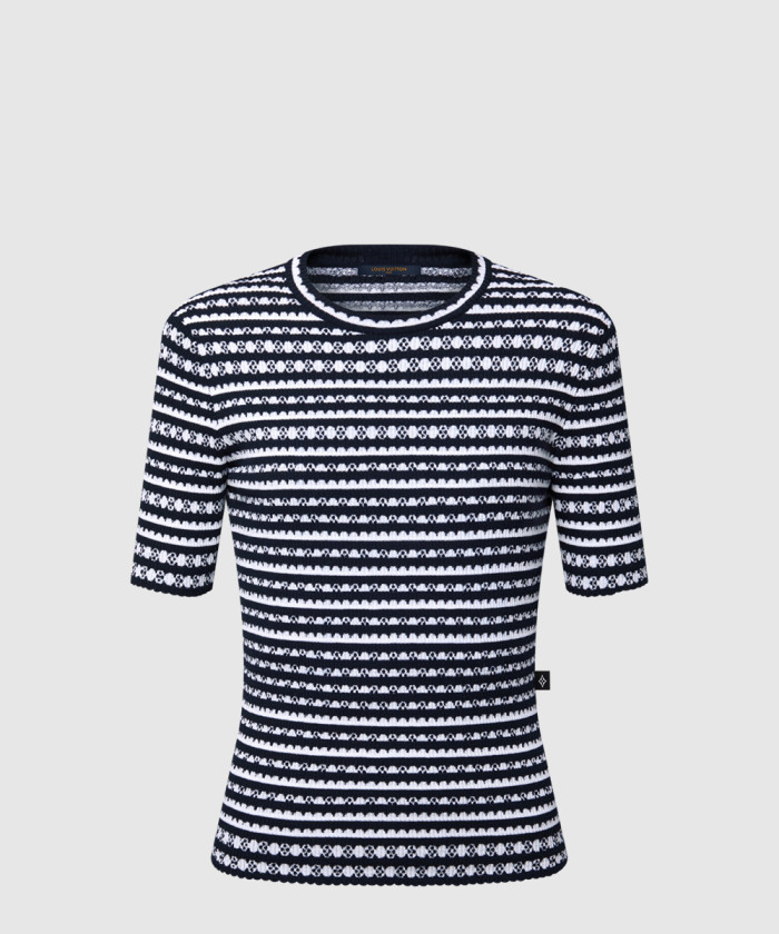 [DIOR-디올]스캘럽 스트라이프 니트 톱 1AHJ14